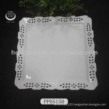 porcelain engraved dinner plate,hotel used dinner plates,hollow plate for decoration